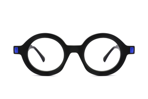 نظارة خلات كلاسيكية مستديرة للجنسين مع ديكور معدني