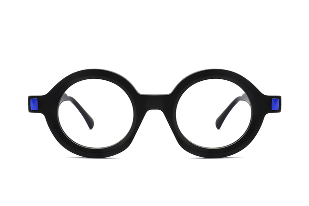 نظارة خلات كلاسيكية مستديرة للجنسين مع ديكور معدني