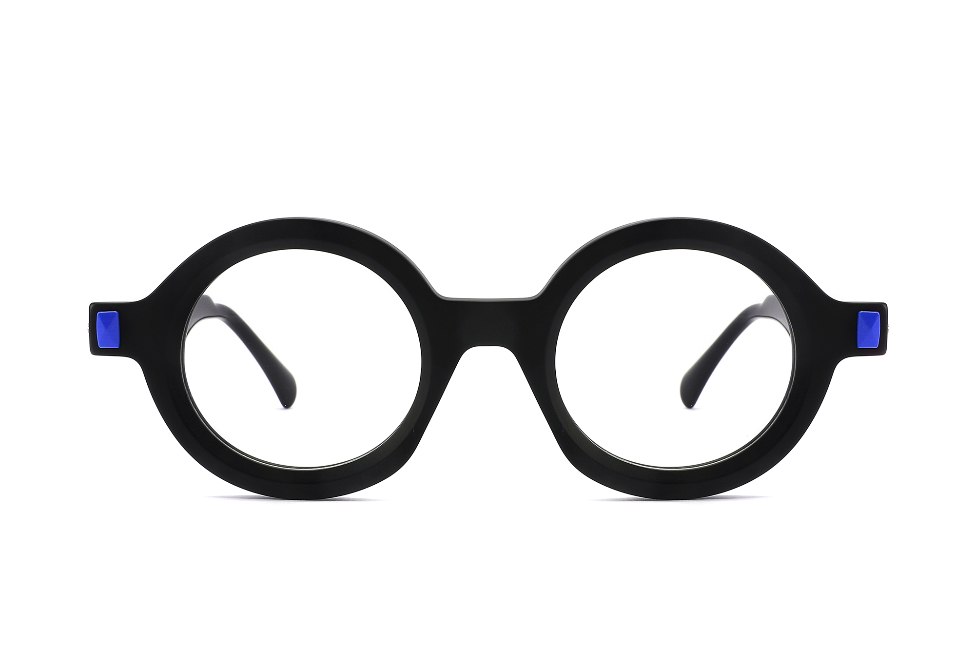 نظارة خلات كلاسيكية مستديرة للجنسين مع ديكور معدني