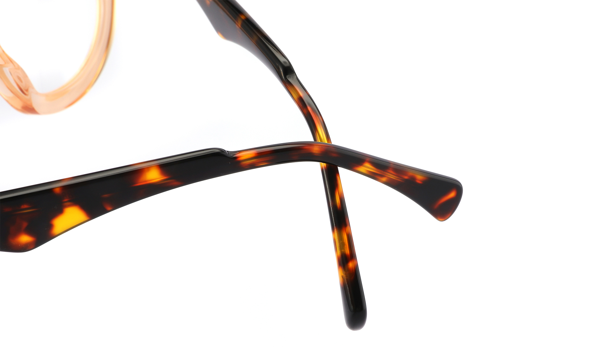 نظارة خلات كلاسيكية مستديرة للجنسين مع ديكور معدني