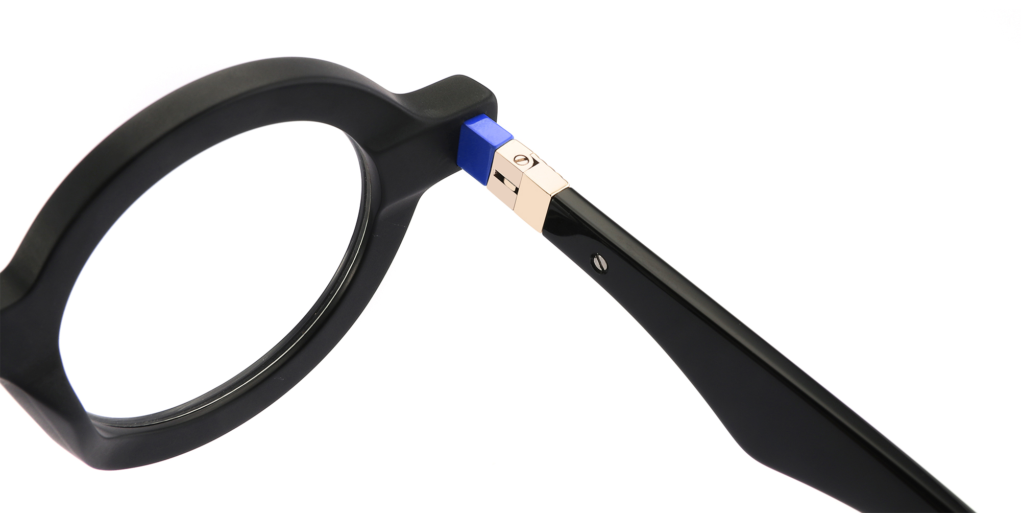 نظارة خلات كلاسيكية مستديرة للجنسين مع ديكور معدني