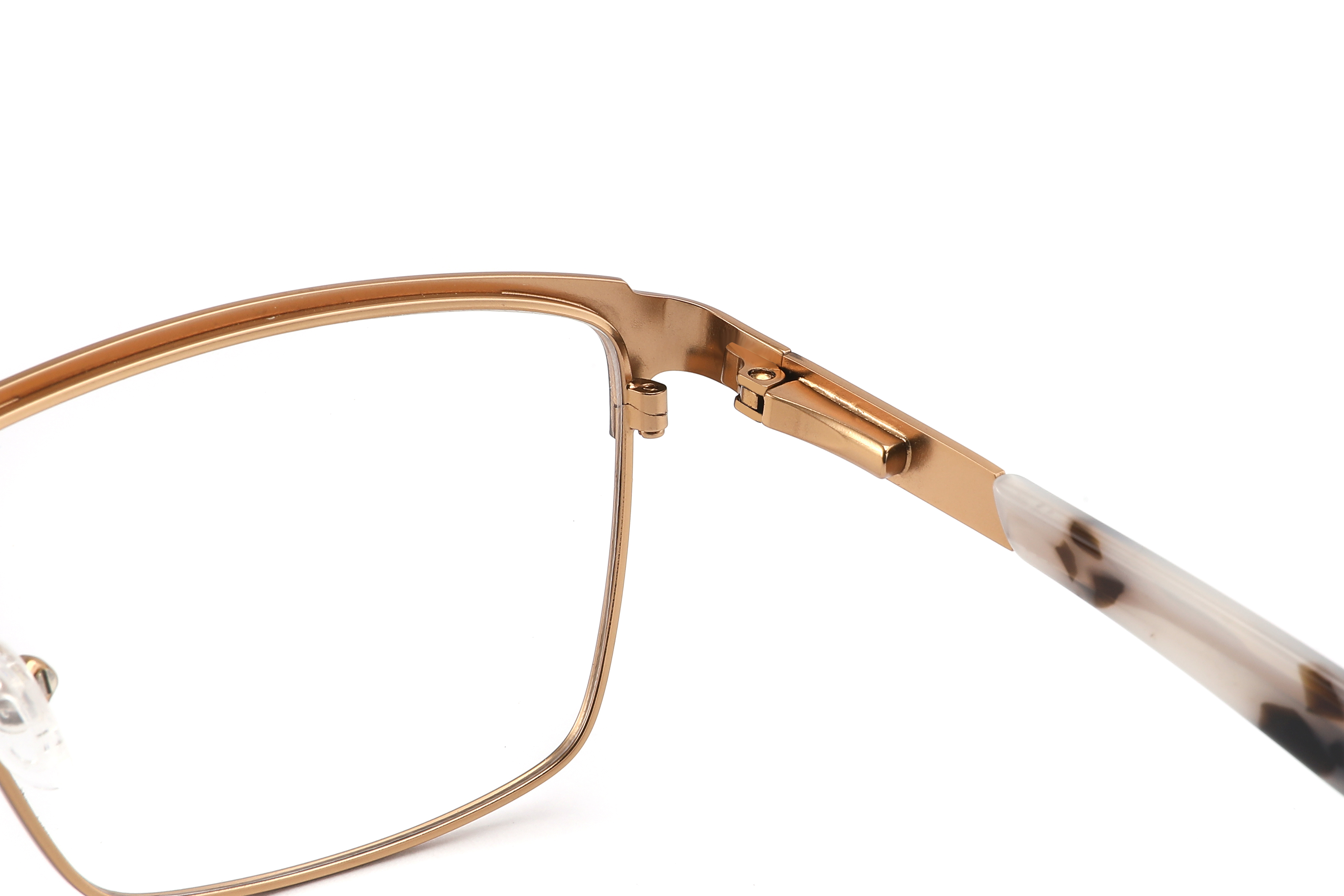 نظارة طبية مستطيلة معدنية فاخرة بألوان مزدوجة